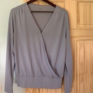 Dusty blue faux wrap blouse